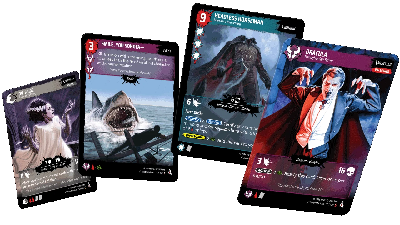 A spread of Hellbreak trading cards laid out face up.